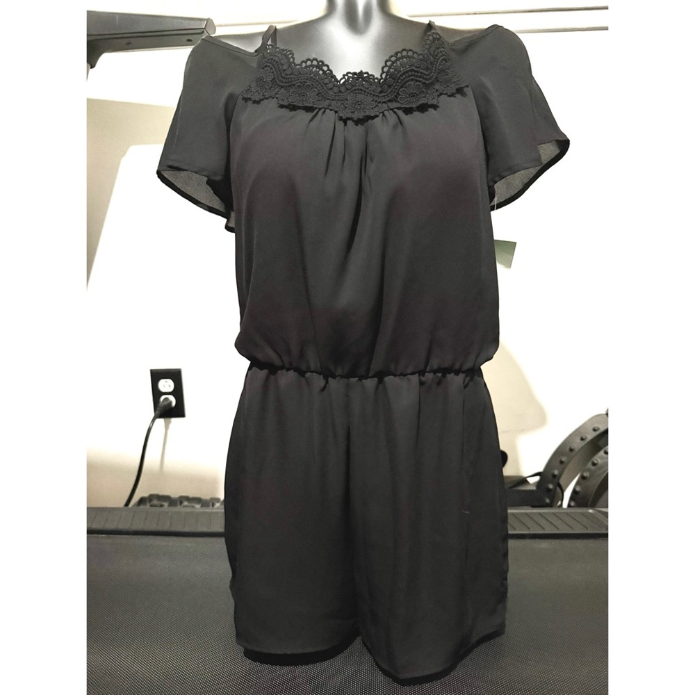 Black Lace Goth Boho Summer Off Shoulder Romper